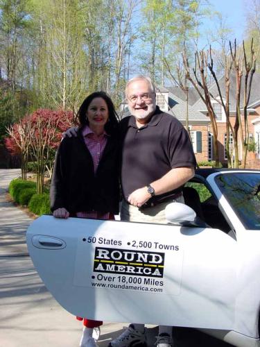 Bill Windsor and Barbara Windsor are ready to hop in for the Round America 2003 50-state road trip to begin in Atlanta Georgia on Day 1 - 2003-04-01