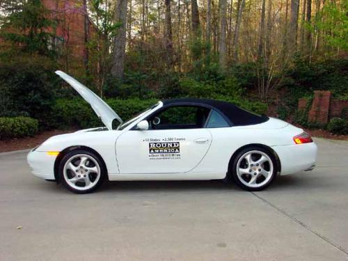 Atlanta Georgia -- Packing the car in Atlanta Georgia before the start of Round America 2003 Day 1 - 2003-04-01. The Porsche trunk is in the front.